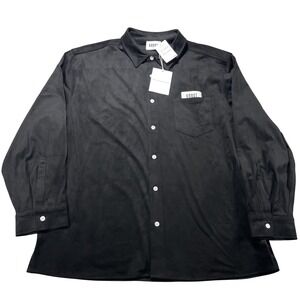 KROST Shirt Mens XL Black Solid Button Front Long Sleeve‎ Woven Polyester